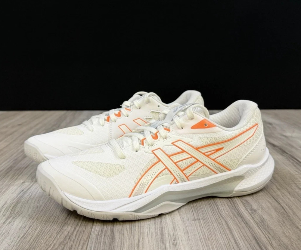 ASICS GEL-Tactic 13 White Vivid Coral Womens Volleyball Court Shoes Size 8.5 NEW